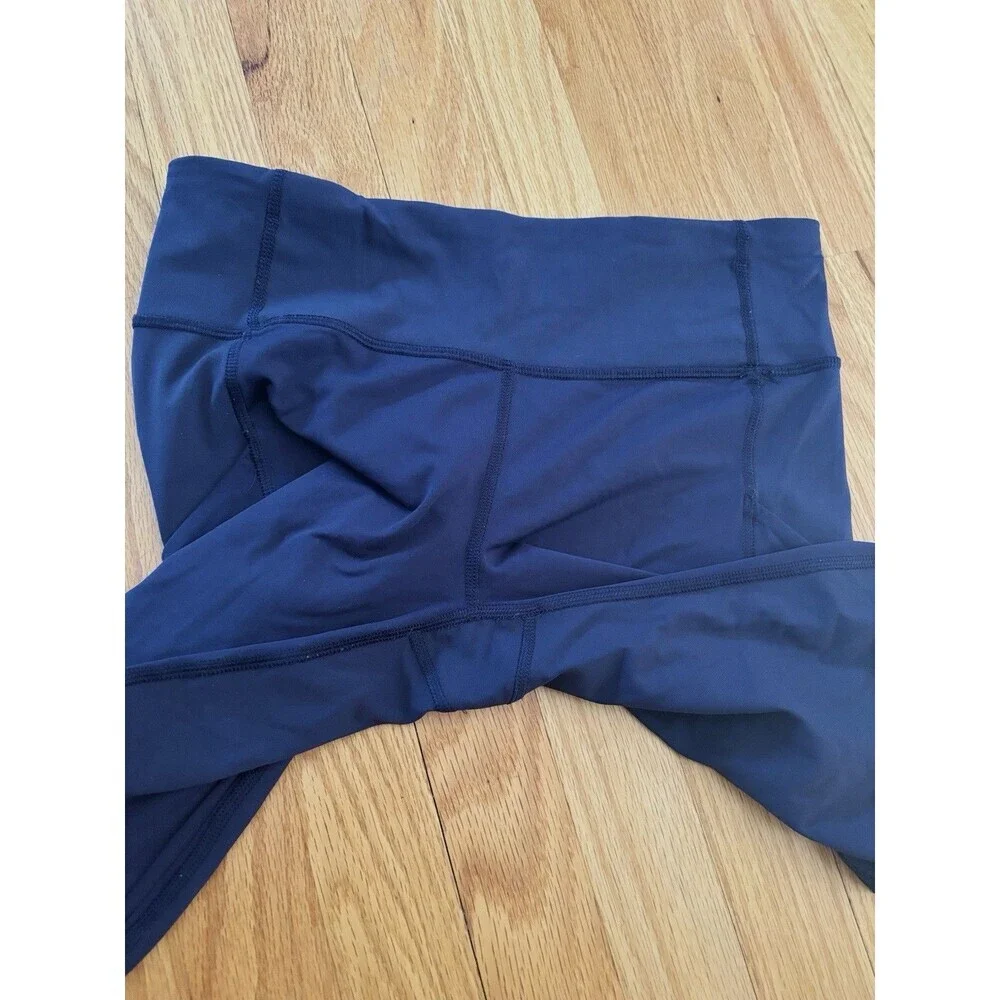 Lululemon Speed Tight V Navy Luxtreme Pockets Running Leggings Zip Women’s 6